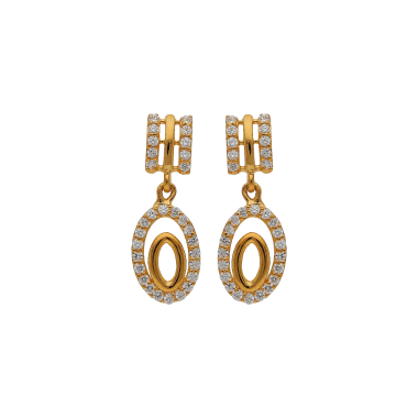 TRENDY OVAL DESIGN STONE DROP EARRINGS